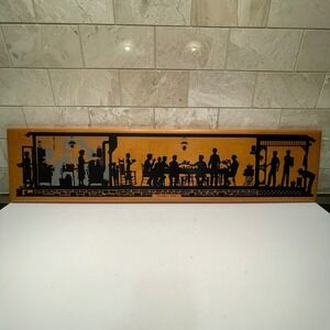 Harvey Bernard Threshers Feast Vintage 1980 Wood Silhouette Wall‎ Art Farmhouse